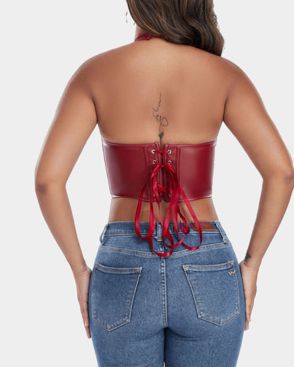 Solid Color Fishbone Corset Fashion Women Sexy Ribbed Tank Top