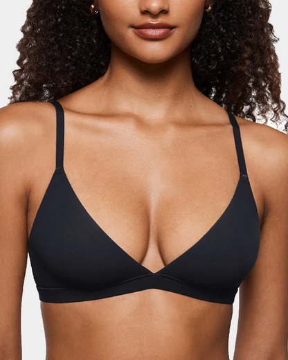 Unpadded Seamless Triangle Bra with Deep V &amp; Wire-Free Cups